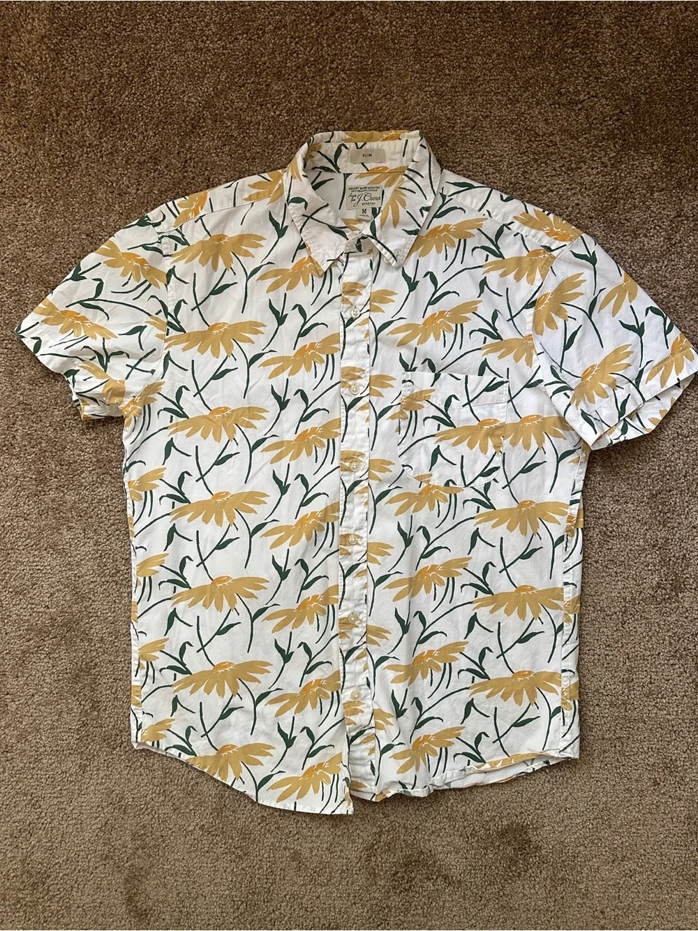 J.Crew Floral Short-Sleeve Shirt - Yellow Floral on White